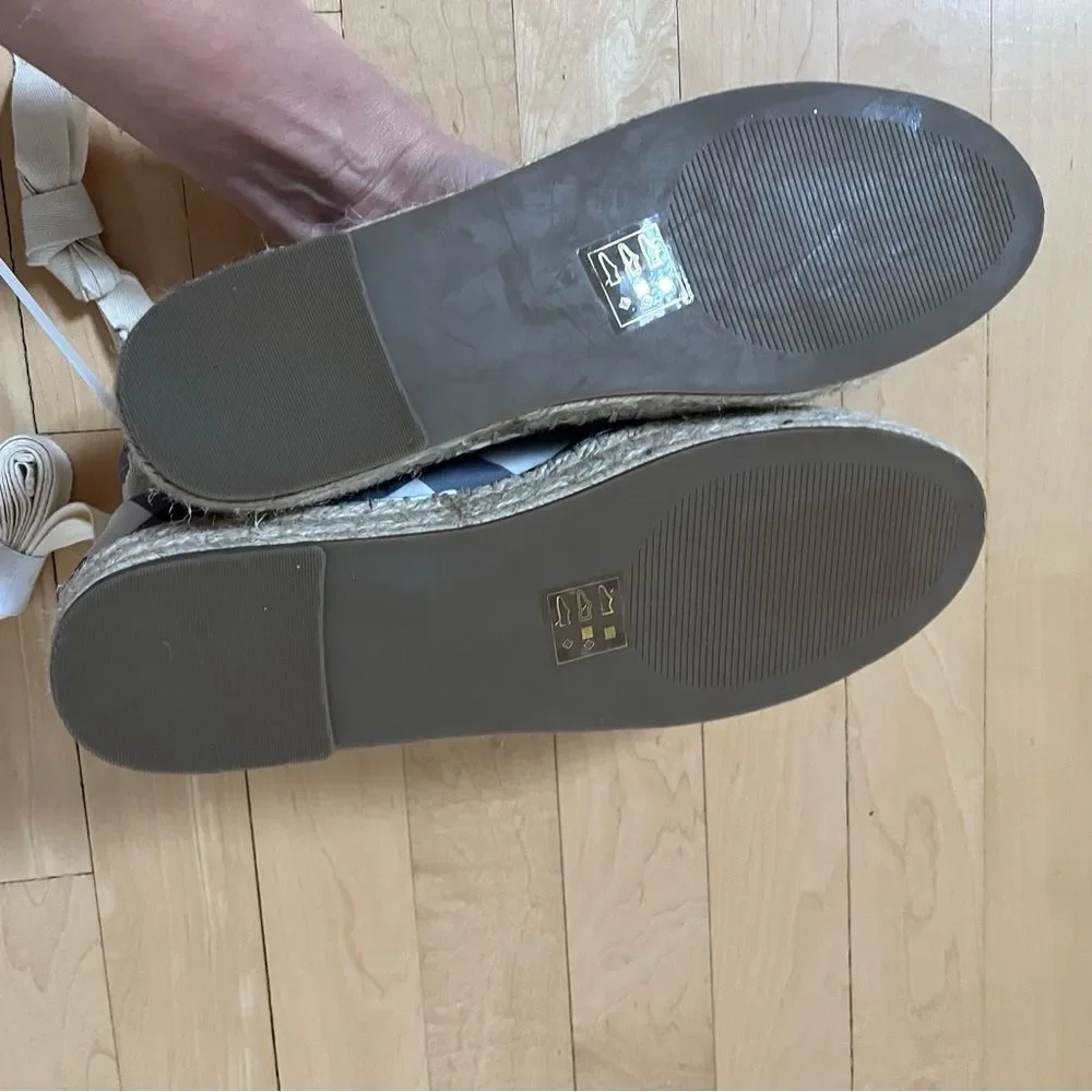 Draper James Georgia Espadrilles in Nassau Navy Gingham 8.5 NWOB